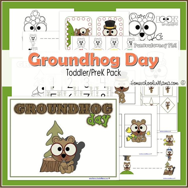 Groundhog Day Toddler/PreK Learning Pack from HomeschoolinMama.com