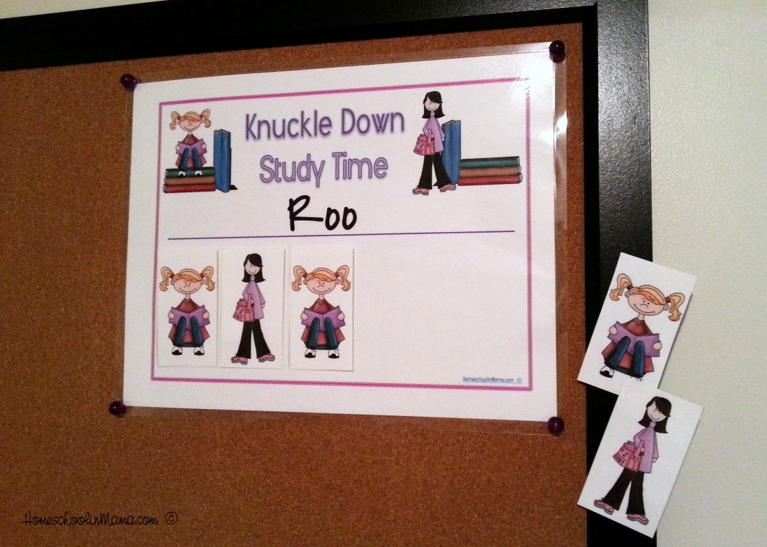 Knuckle Down - Study Time {Free} Printables at HomeschoolinMama.com