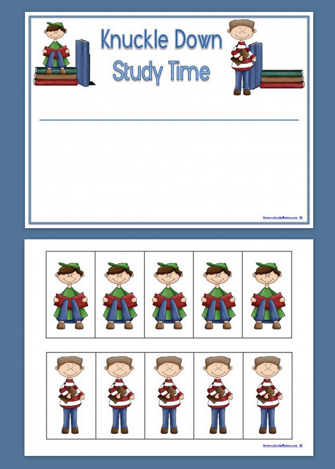 Knuckle Down - Study Time for Boys {Free} Printables at HomeschoolinMama.com