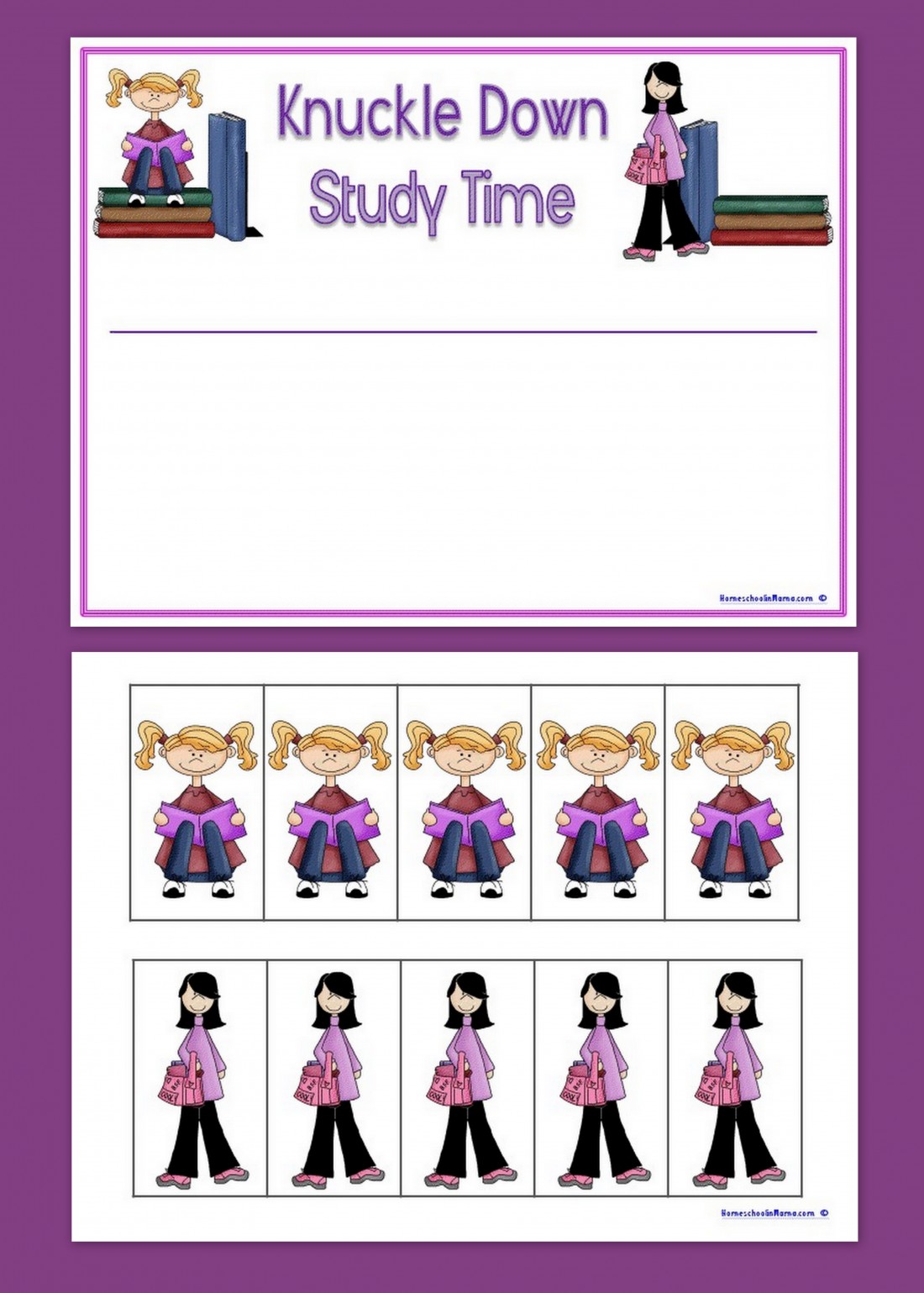 Knuckle Down - Study Time for Girls {Free} Printables at HomeschoolinMama.com