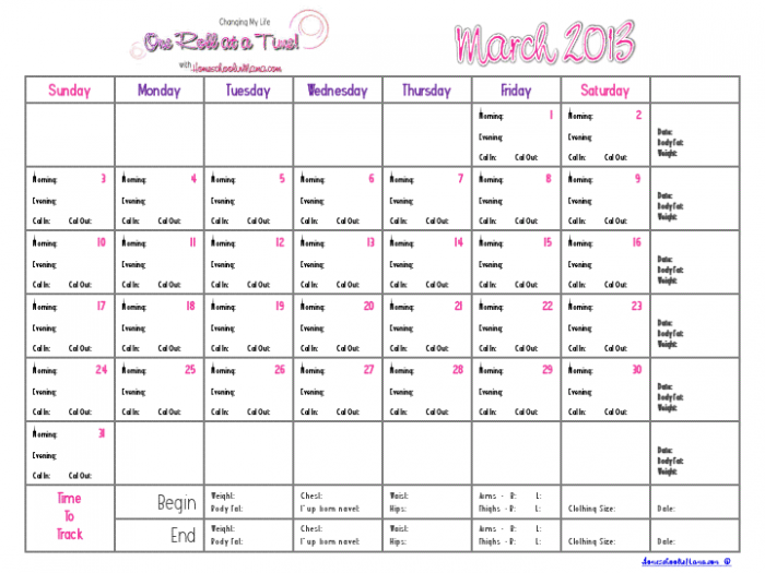 free printable, weight loss tracker, weight loss calendar, fitness
