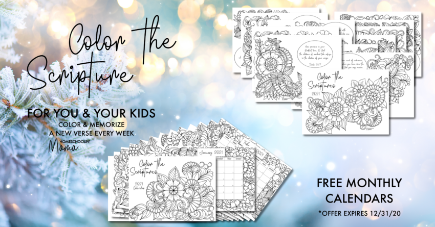 Color the Scriptures and Monthly Calendars